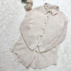 即購入OK✨SHEIN 【S】ベージュ 長袖シャツ シースルー トップス