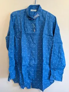 UNIQLO 水玉模様 長袖シャツ XL ブルー