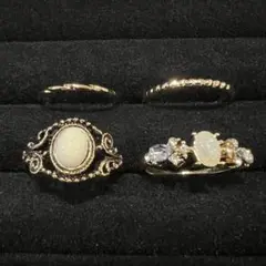 ヴィンテージデザインアクセサリーリング指輪ゴールドカラー4点まとめ売り遺品生前