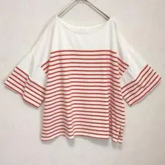 nemne ネンネ　フリーサイズ　ボーダーカットソー　ゆったり　オレンジのサムネイル