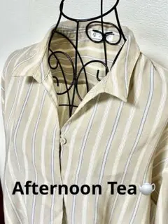 【新品未使用】AfternoonTea ストライプ柄長袖シャツブラウスベージュのサムネイル