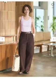 【試着のみ/洗濯1回】ユニクロ　ジャージーバレルレッグパンツ S　ダークブラウン