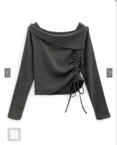 【GRL】オフショルドロストテレコトップス[tu1412]チャコール