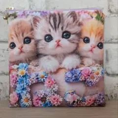 【⍨⃝ *様ご確認用】❤フラットポーチ❤小物ポーチ❤猫とFlower