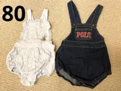 POLO デニムロンパース　ピーターラビットロンパース　80