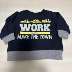 【プティマイン】トレーナー　80　ネイビー　車　トミカ　ショベルカー