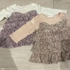 フリル付き花柄長袖トップス 80