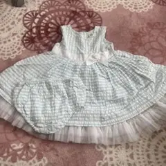 値下げ水色と白のストライプ フリルドレス