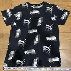 PUMA 総柄ロゴ Tシャツ ブラック