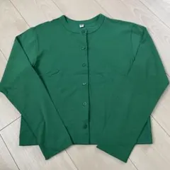 【ユニクロ】UVカットジャージークルーネックカーディガン　グリーン　Mサイズ
