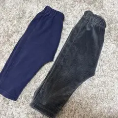 ネイビー グレー ウエストゴム パンツ 90cm GU サルエル風パンツ