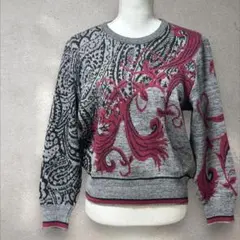 ヴィンテージ　柄ニット　セーター　編み込み　総柄　y2k 昭和レトロ　古着