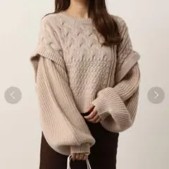 2WAYパネルケーブルニット Heather フリーサイズ ヘザー トップス