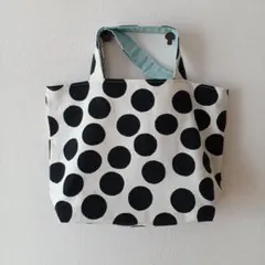 ☆ハンドメイド☆　ドット柄　トートバッグ　アイボリー×ミントグリーン