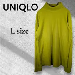 【UNIQLO】ユニクロ タートルネック カットソー L イエローグリーン