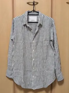 【美品】relume ストライプ リネンシャツ サイズ2 グレー