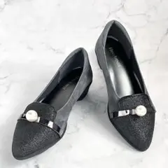 未使用級✨ヒルズアベニュー スエードパンプス 厚底 22.5 ウェーブソール