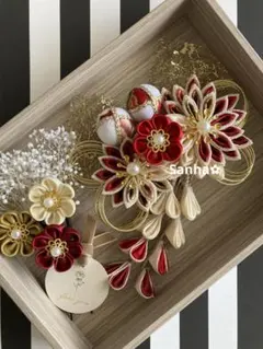 T-1212 つまみ細工 髪飾り 水引 成人式 卒業式 結婚式 七五三 髪飾り