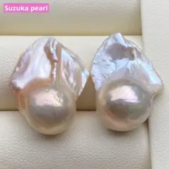 本真珠　淡水バロックパールペアルース　メタリックカラーDB472