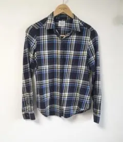 ユニクロ UNIQLO フランネル ブルー 長袖 チェックシャツ S レディース