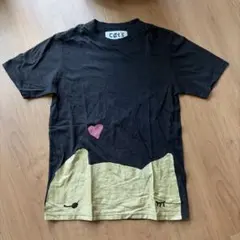 ツモリチサト　cat's Tシャツ ブラック ハートデザイン