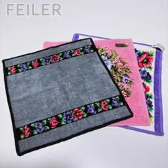 未使用　FEILER　フェイラー　タオルハンカチ　花柄　3枚セット