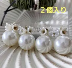 大粒パールのフラワーチャーム