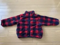ベビー用 赤と黒のチェック柄 ボアフリース