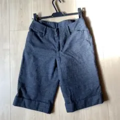 COMME CA ISM チェック柄 ハーフパンツ グレー ブラックL