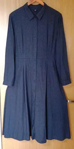 【ユニクロ】ダークグレー シャツワンピース長袖