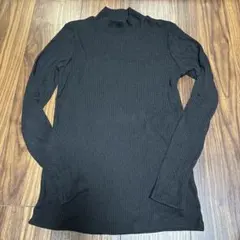 リブハイネックT（長袖）ブラック　M
