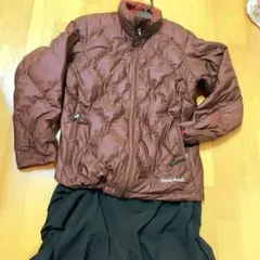 mont-bell ライトネージュグースダウンジャケットレディースS ボルドー色