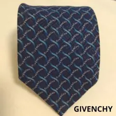 【人気柄】GIVENCHY ジバンシィ総柄 ロゴ ネクタイ ネイビー