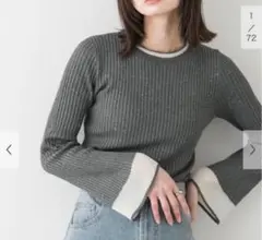 SENSE OF PLACE スパンコールバイカラーコンパクトセーター