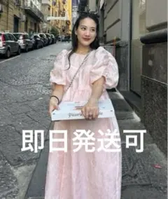 ANDRESD bubble sleeve jacquard dress