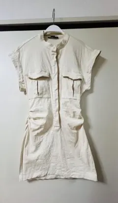 Zara デニムアイボリー シャツワンピース 半袖
