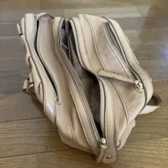 銀座かねまつベージュ ハンドバッグ3ポケット