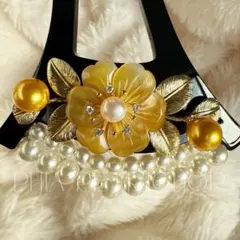 髪飾り 桜 かんざし バチ型 螺鈿 真珠母貝 パール 簪