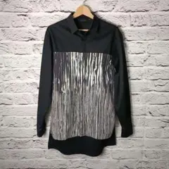 ■SIX POST MERIDIAN 長袖 幾何学柄 デザインシャツ ブラック