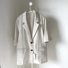 VIS 接触冷感 洗える美easyリネン ライク ハーフスリーブ ジャケット