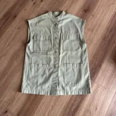 BANANA REPUBLIC ノースリーブシャツ コットン100% ベージュ - メルカリ