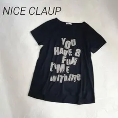 NICE CLAUP　ロゴプリントTシャツ 半袖　コットン混のサムネイル