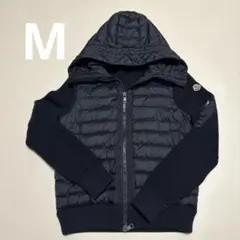 MONCLER ブラックM フード付きニットパーカー　ニットダウン