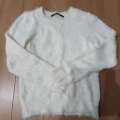 ホワイト アクリル混紡 セーター Mサイズ