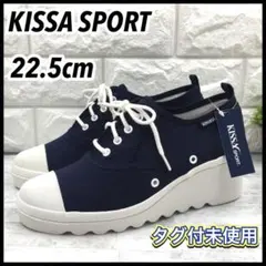 タグ付未使用★KISSA SPORT 厚底インヒールスニーカー ネイビー22.5のサムネイル