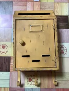 ブリキ アンティーク風 ポスト メールボックス イエロー