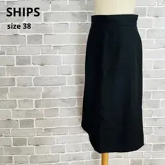 シップス【38】ブラックタイトスカート　オフィスきれいめ　通勤OL　秋冬B252