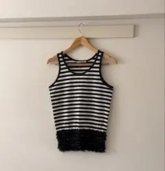 RETRO GIRL ボーダー タンクトップ フリル裾 ネイビーのサムネイル