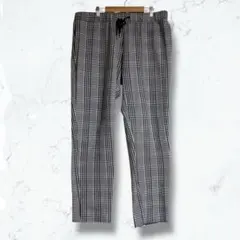 2639＊シーイン＊カジュアルパンツ 黒 白 XXL チェック柄 ウエストゴム