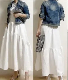 お値下げしました！シュガービスケット⭐︎ジャガード風ギャザースカート　ホワイトのサムネイル